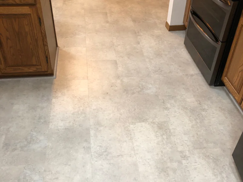 close up of a kitchens new tile flooring bangor wi
